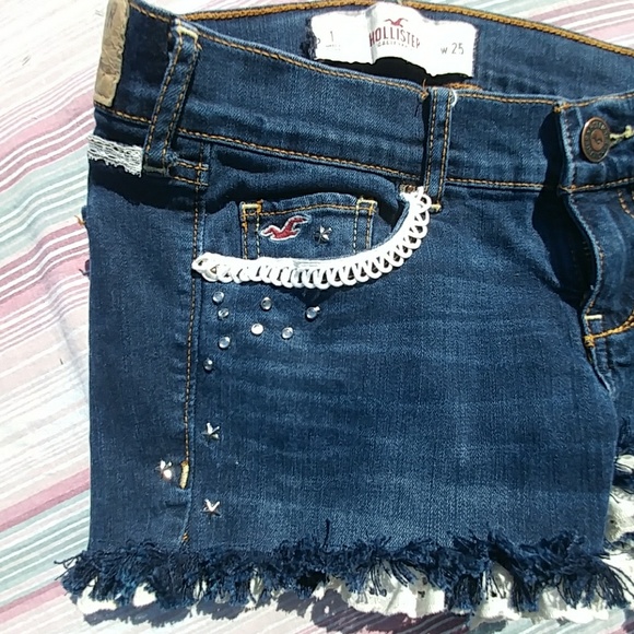 Cute & Sexy, Lacy, Studded Jean Shorty Shorts - Picture 5 of 8